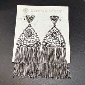 Kendra Scott Earrings “Ana” rhodium plated  silver w tassels
